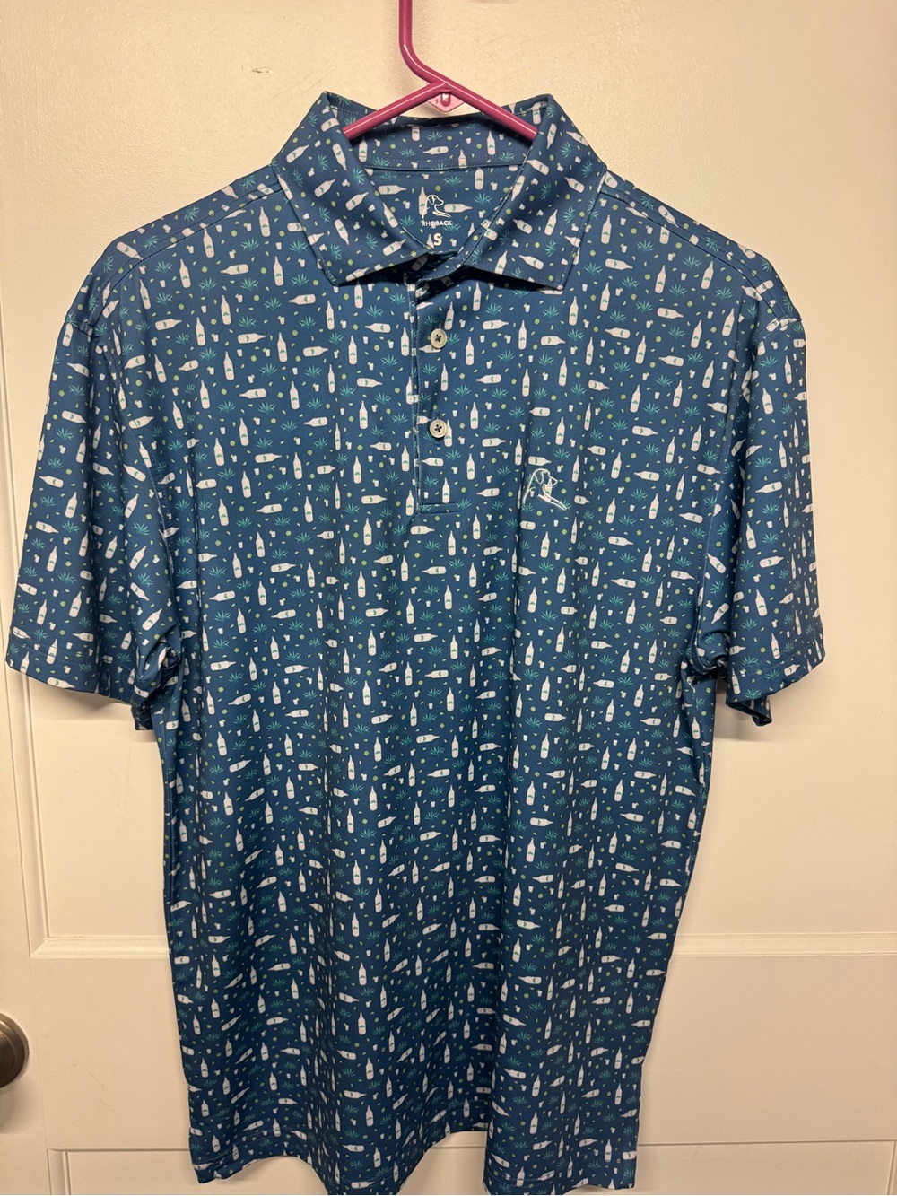 Men's rhoback Blue Printed Mezcal Golf Polo